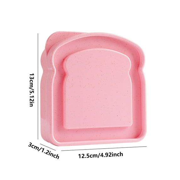 Beautynvta Sandwich Containers, Toast Shape Food Storage Sandwich Container with Lid, Reusable Plastic Sandwich Lunch Box for Adults, Pink