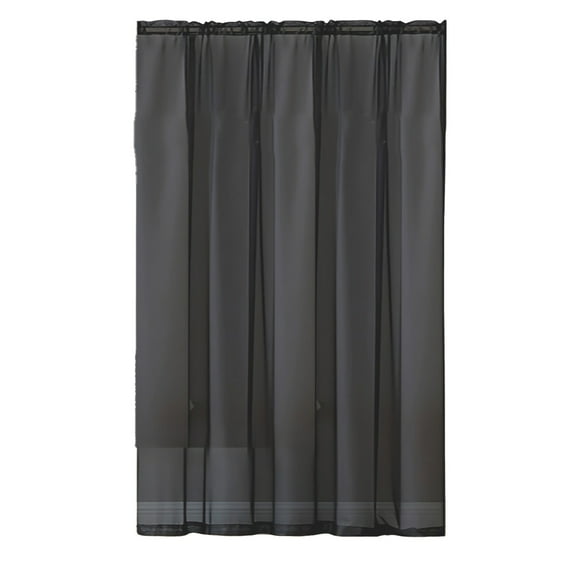 Beautynvta Semi Sheer Curtains for Bedroom and Living Room, Rod Pocket Window Drapes, Light Filtering Semi Sheer Curtains, Lightweight & Breathable, 39.4''x51.2'', Black