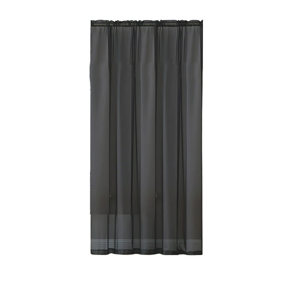 Beautynvta Semi Sheer Curtains for Bedroom and Living Room, Rod Pocket Window Drapes, Light Filtering Semi Sheer Curtains, Lightweight & Breathable, 42''x84'', Black