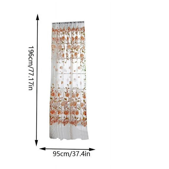 Beautynvta Sheer Curtain for Windows, Peony Pattern Sheer Curtain, Floral Spring Sheer Window Lace Curtain for Living Room Bedroom, 37.4x77.17 In, Coffee