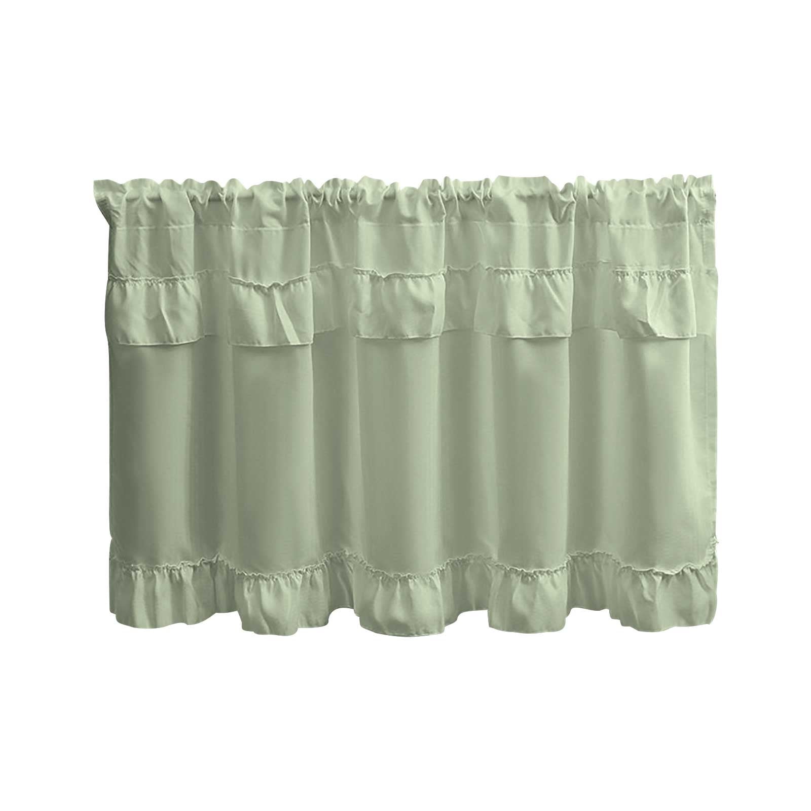 Beautynvta Short Curtains, Ruffled Decorative Half Window Curtains, Rod