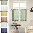 thumbnail image 1 of Beautynvta Short Small Curtains, Semi Sheer Window Curtain Panels for Kitchen, Boho Decor Rod Pocket Short Curtains for Bedroom Bathroom, 2 Panels, 30x25 Inch, Green, 1 of 6