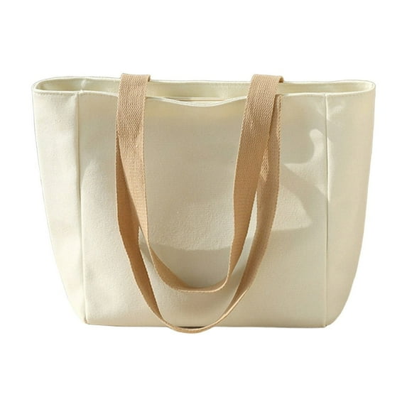 Beautynvta Shoulder Bag for Women, Large Capacity Canvas Tote Bag with Zipper, Casual Tote Purse Handbag with Pockets for College Work Travel