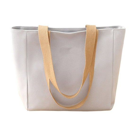 Beautynvta Shoulder Bag for Women, Large Capacity Canvas Tote Bag with Zipper, Casual Tote Purse Handbag with Pockets for College Work Travel