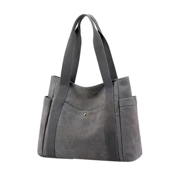 Beautynvta Shoulder Bag for Women, Large Capacity Shoulder Tote Bag, Trendy Casual Handbag, Canvas Purses Wallet, Gray