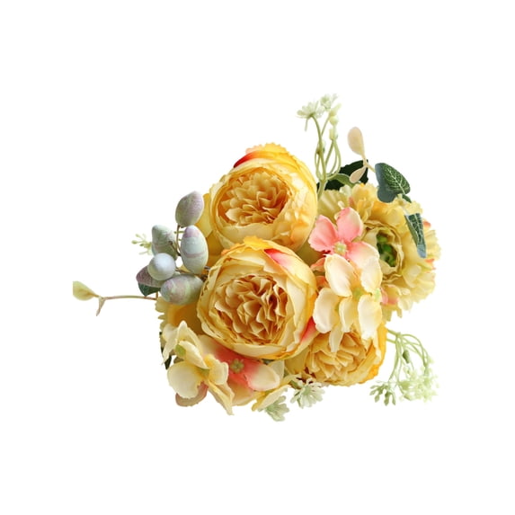 Beautynvta Simulation Peony Flowers, Silk Peonies Flowers Fake Peonies Artificial Peonies Bouquet for Centerpiece Table Wedding Party Home Decoration, Yellow