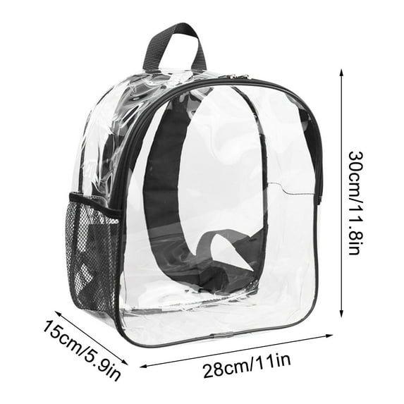Beautynvta Small Clear Backpack for Stadium Events, Stadium Approved 12''x6''x12'' Clear Backpack, Waterproof Backpack for Women Men Adult Concert Sport Work, Black