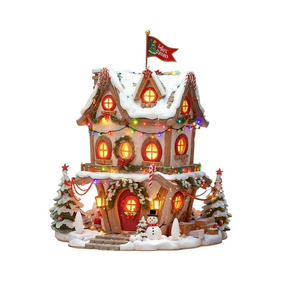 Beautynvta Snow House Christmas Tree Ornaments, 2D Acrylic Flat Snow House Hanging Ornaments, Exquisite House Pendant for Xmas Tree Holiday Party Decor