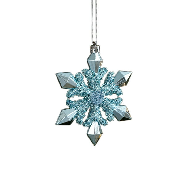 Beautynvta Snowflake Christmas Ornaments, Blue Plastic Christmas Snowflake Pendant, Christmas Tree Hanging Decor, for Christmas Tree Wedding Winter Party Decor