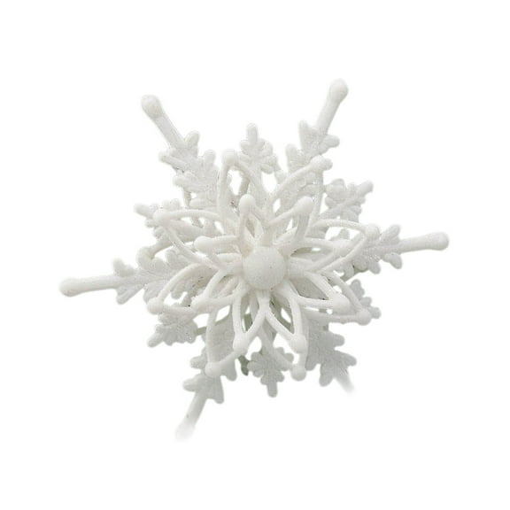 Beautynvta Snowflake Ornaments, Christmas Tree Hanging Decoration, 4.72'' Plastic Glittering Snowflake Pendant, Personalized Snowflake Hanging Ornaments, Xmas Gifts, White