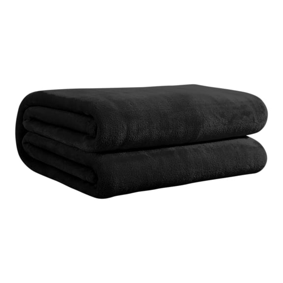 Beautynvta Solid Color Flannel Throw Blanket, Double Sided Soft Conditioning Blanket, Office Nap Blanket, Lightweight All Season Thin Blanket, 27.5''x39.4'', Black