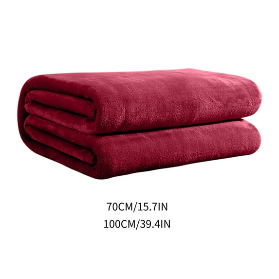 Beautynvta Solid Color Flannel Throw Blanket, Double Sided Soft Conditioning Blanket, Office Nap Blanket, Lightweight All Season Thin Blanket, 27.5''x39.4'', Wine