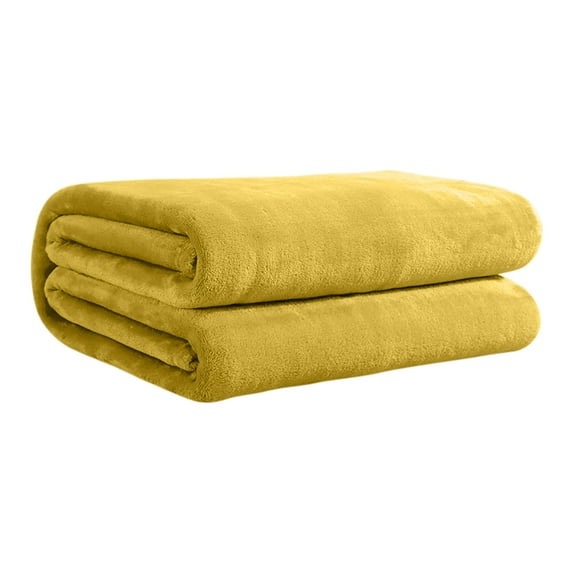 Beautynvta Solid Color Flannel Throw Blanket, Double Sided Soft Conditioning Blanket, Office Nap Blanket, Lightweight All Season Thin Blanket, 27.5''x39.4'', Yellow