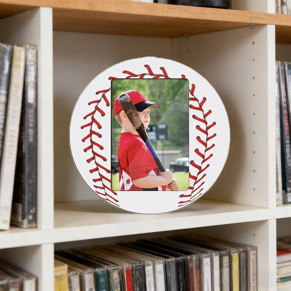 Beautynvta Sports Themed Photo Frame, Baseball Picture Frame, Wooden Photo Frame for Bedroom Shelf Office Tabletop Display, 4x6 Inch Vertical Photo