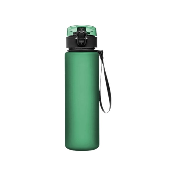 Beautynvta Sports Water Bottle, 560 ML Portable Plastic Travel Water Bottle with Carrying Strap, Leak Proof, Flip Top, Gift for Gym Fitness & Outdoor, BPA Free, Green