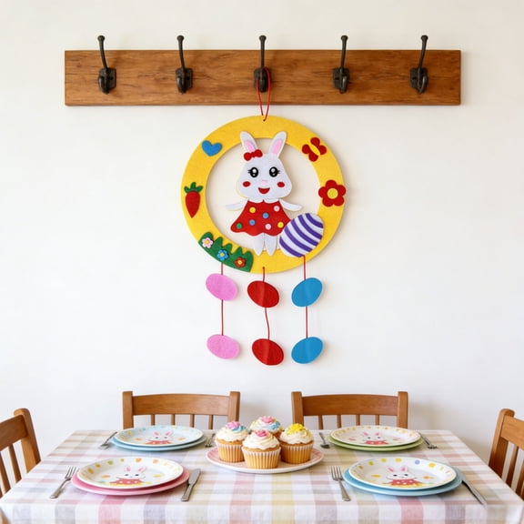 Beautynvta Spring Wreath Craft Kits, DIY Bunny Wreath Hanging Ornaments, for Easter Spring Home Party Favors Activities