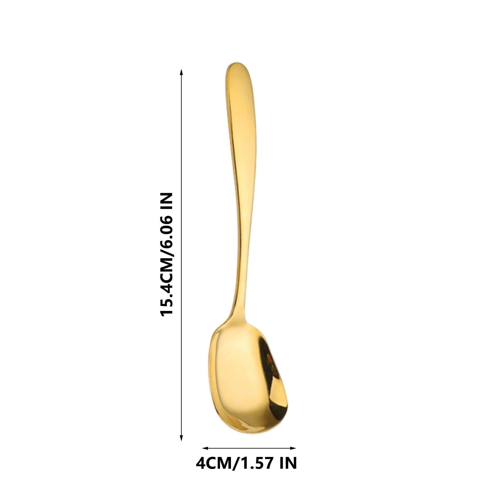 Beautynvta Square Head Spoon, Gold Stainless Steel Square Sugar Spoon ...