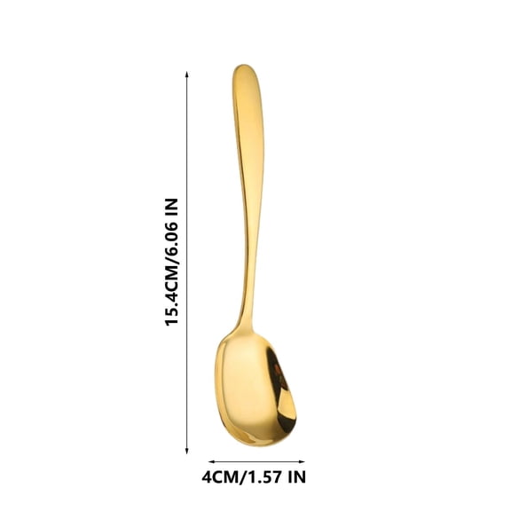 Beautynvta Square Head Spoon, Gold Stainless Steel Square Sugar Spoon, Thick Heavy Soup Spoon, Dessert Spoon, Table Spoon, 6.1 Inch