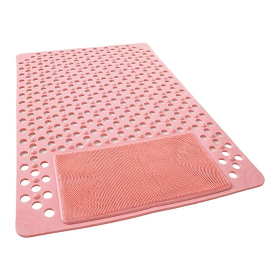 Beautynvta Square Shower Mat with Large Board Brush, Plastic Non Slip Bath Mat for Tub, Bathtub Mat with Drain Hole for Bathroom Floor, 15.75x27.56 Inch