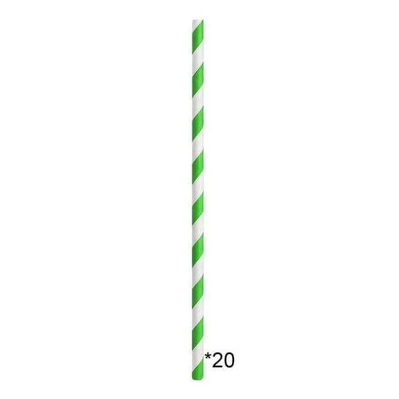 Beautynvta St. Patrick's Day Party Tableware Set, 20 Pcs Green Striped Paper Straws, 7.87'' Disposable Paper Straws Irish Theme Drinking Straws for Juices Beverage