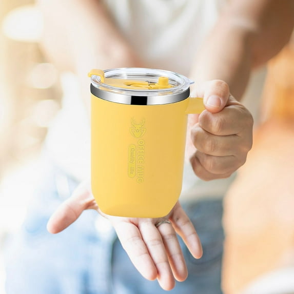 Beautynvta Stainless Steel Coffee Mug with Lid, Double-Layer Insulated Tumbler with Handle, Water Cup for Home, Office, Campin