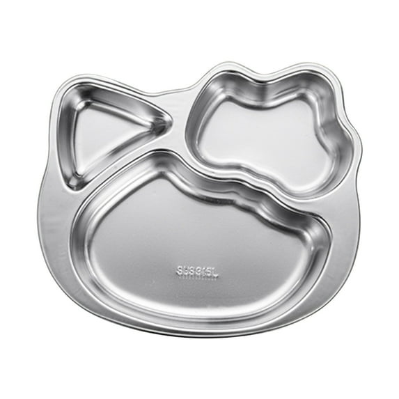 Beautynvta Stainless Steel Divided Plates, Animal Shaped Metal Divided Food Tray, Cute Dinner Plate, Food Serving Tray for Picky Eaters, Campers