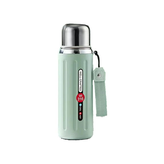 Beautynvta Stainless Steel Insulated Bottle with Cup Lid, 600 ML Stainless Steel Liner Extra Long Insulation Hot and Cold Insulating Kettle for Adults