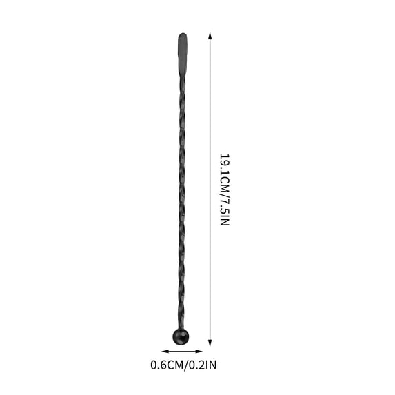 Beautynvta Stainless Steel Swizzle Stick, 7.5'' Reusable Metal Bar Cocktail Mixing Stick with Small Rectangular Paddles Stirring Bar, Black