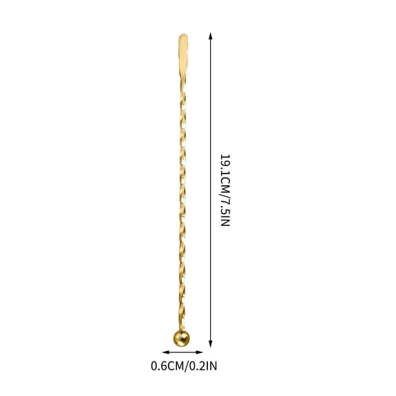Beautynvta Stainless Steel Swizzle Stick, 7.5'' Reusable Metal Bar Cocktail Mixing Stick with Small Rectangular Paddles Stirring Bar, Gold