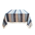 thumbnail image 1 of Beautynvta Striped Tablecloth with Tassels, Cotton Linen Wrinkle Resistant Washable Square Table Cloth Cover, Coffee Table Cloth, Summer Outdoor Table Cloth, 23.6''x23.6'', 1 of 6