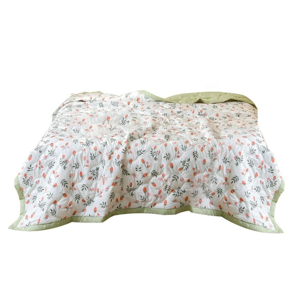 Beautynvta Summer Cooling Quilt for Hot Sleepers, Washed Cotton Printed Cooling Quilt, Lightweight Soft Breathable Cooling Quilt for Night Sweats, 59x78.74 In