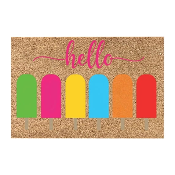 Beautynvta Summer Welcome Entrance Doormat, 23.62''x15.75'' Popsicle Decorative Non-Slip Welcome Mats Floor Mat for Indoor Outdoor
