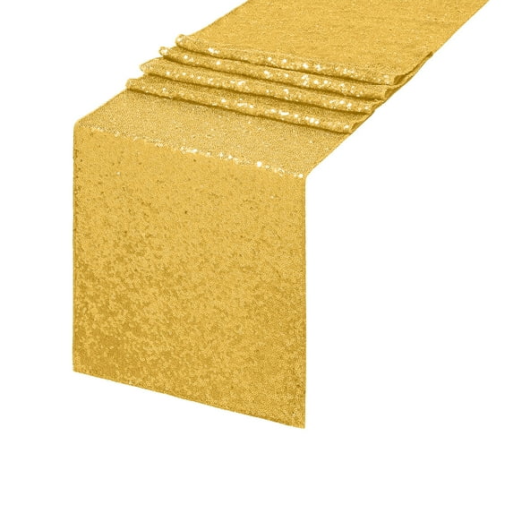 Beautynvta Table Runner, 70.87x11.81 In Gold Sequin Table Runner, Glitter Gold Table Runner for Wedding Birthday Bachelorette Holiday Party Supplies Decorations