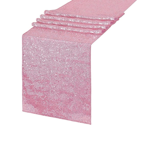Beautynvta Table Runner, 70.87x11.81 In Pink Sequin Table Runner, Glitter Pink Table Runner for Wedding Birthday Bachelorette Holiday Party Supplies Decorations