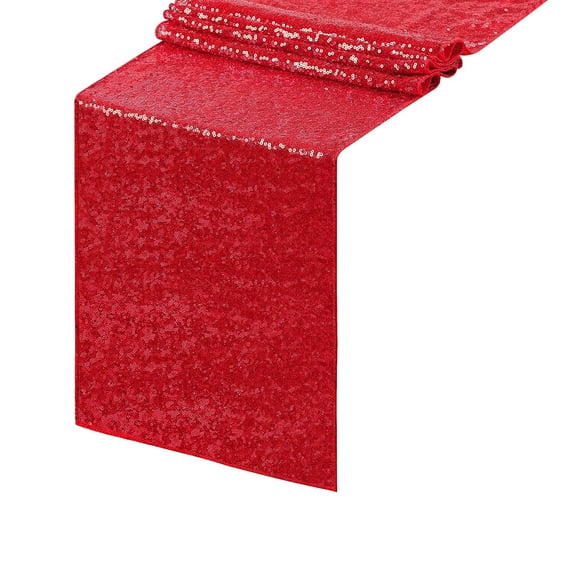 Beautynvta Table Runner, 70.87x11.81 In Red Sequin Table Runner, Glitter Red Table Runner for Wedding Birthday Bachelorette Holiday Party Supplies Decorations
