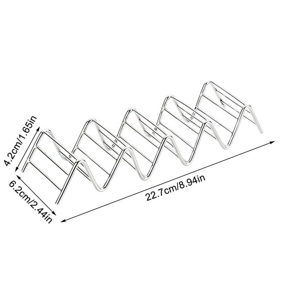 Beautynvta Taco Holder, Stainless Steel Taco Stand Tray, Rack Holds Up to 5 Tacos Each, Wave Shaped Pizza Rack, Oven, Grill and Dishwasher Safe, Silver
