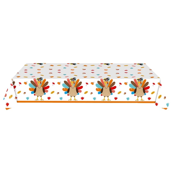 Beautynvta Thanksgiving Tablecloth, Maple Leaf Pumpkin Truck Turkey Design Tablecloth, Autumns Theme Disposable Tablecloth for Thanksgiving Party Decor, 54''x108''