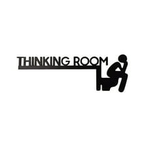 Beautynvta Thinking Room Door Topper Frame Decoration, Wooden Thinking Room Door Topper Black Thinking Room Sign for Home Bathroom Restroom