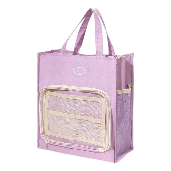 Beautynvta Tote Bag for Women Men, Large Capacity Oxford Cloth Handbag, Multi Layered Storage Cloth Bag, Front Transparent PVC Zipper Bag and Side Mesh Pocket