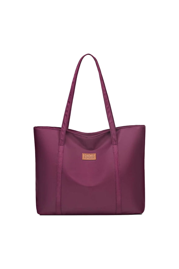 Tote Bag for Women, Nylon Laptop Work Tote Purse, Lightweight Business Office Women Bag with Large Capacity for Work College Travel Business Shopping, 13.4" x 4.3" x 11", Purple
