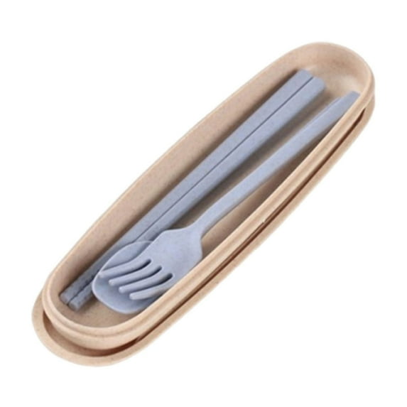 Beautynvta Travel Flatware Set with Case, Portable Plastic Tableware Set, Reusable Travel Cutlery Set, Fork Spoon Chopsticks Set for Picnic, Camping, Gadgets