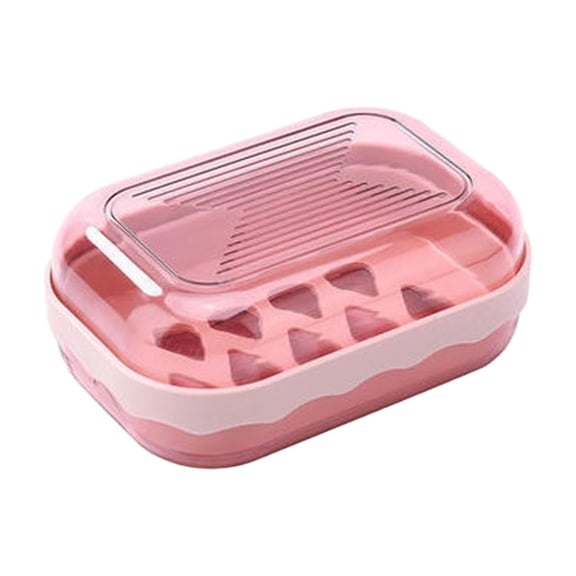 Beautynvta Travel Soap Holder with Lid, Draining Soap Box for Shower, Portable Leak-Proof Soap Case for Camping, Hiking, Gym & Outdoor, Pink