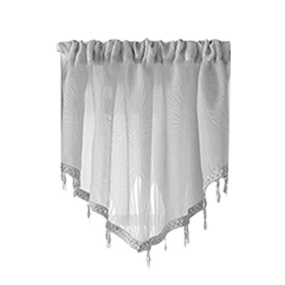Beautynvta Triangular Curtains Valances with Tassel, Rod Pocket Valances for Windows, Small Window Valances for Living Room, Bedroom, Bathroom, Gray