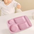thumbnail image 1 of Beautynvta Unbreakable Divided Plates, 5-Compartment Dining Plates, Portion Control Plates for Kids Adults, Lightweight Reusable Wheat Straw Plates, Dishwasher Safe, Pink, 1 of 6