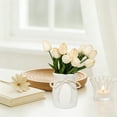thumbnail image 1 of Beautynvta Unbreakable Vase for Flowers, Imitation Ceramic Plastic Vase with Bow, Decorative Flower Vase for Living Room, Table, Home Decor, 5.3x3.7x3.7 Inch, 1 of 7