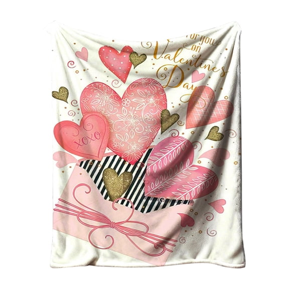 Beautynvta Valentine's Day Blanket, Love Hearts Printed Valentines Throw Blanket, Double-Sided Warm Flannel Fleece Nap Blanket for Sofa Couch Bed, 39.4x51.2 Inch