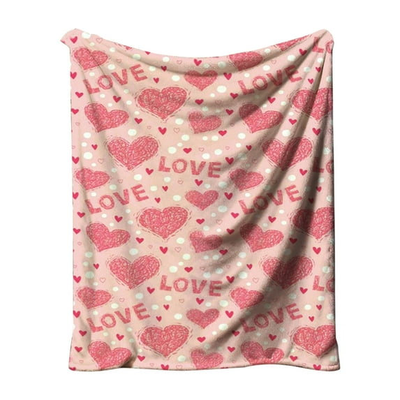 Beautynvta Valentine's Day Blanket, Love Hearts Printed Valentines Throw Blanket, Double-Sided Warm Flannel Fleece Nap Blanket for Sofa Couch Bed, 39.4x51.2 Inch