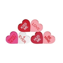 Beautynvta Valentine's Day Decorations Wooden Sign, 6 Pcs Small Heart Shaped Decor, Love Candy Table Centerpiece for Tiered Tray, Wedding, Party Decor