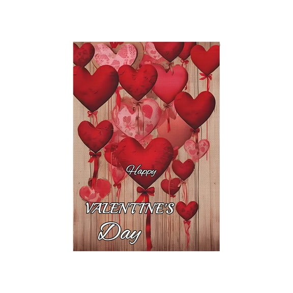 Beautynvta Valentine's Day Garden Flag, 12x18 Inch, Double Sided Red Love Heart Linen Flag for House Yard Outdoor Decor