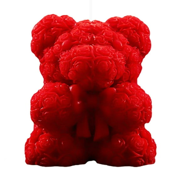Beautynvta Valentine's Day Gift, Red Rose Teddy Bear Candle, Rose Candle Handmade Soy Wax Aroma Decorative Candle for Table Photo Prop Wedding Birthday Gift